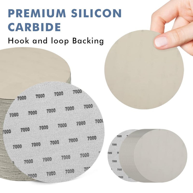 GOH DODD 6 Inch 7000 Grit Sanding Disc, 25 Pieces Wet Dry Sandpaper Hook and Loop Sanding Pads Silicon Carbide Sand Paper for Random Orbital Sander Auto Metal Glass Resin Wood Polishing Sanding - Image 2